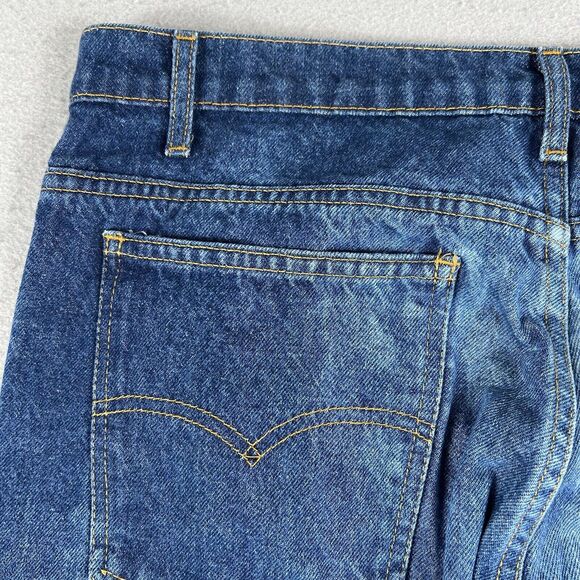 Levis 505 Orange Tab Mid Rise Dark Wash Distressed Denim‎ Blue Jeans Mens 36x32 - Picture 14 of 16
